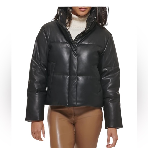 Levi's Water Resistant Vegan Leather Short Puffer Jacket Black NEW Size XLarge - Picture 4 of 6